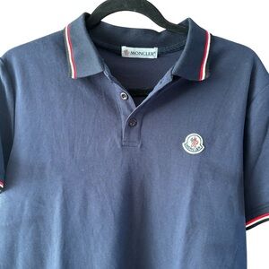 Moncler Men's Polo Shirt In Navy Blue Size Small